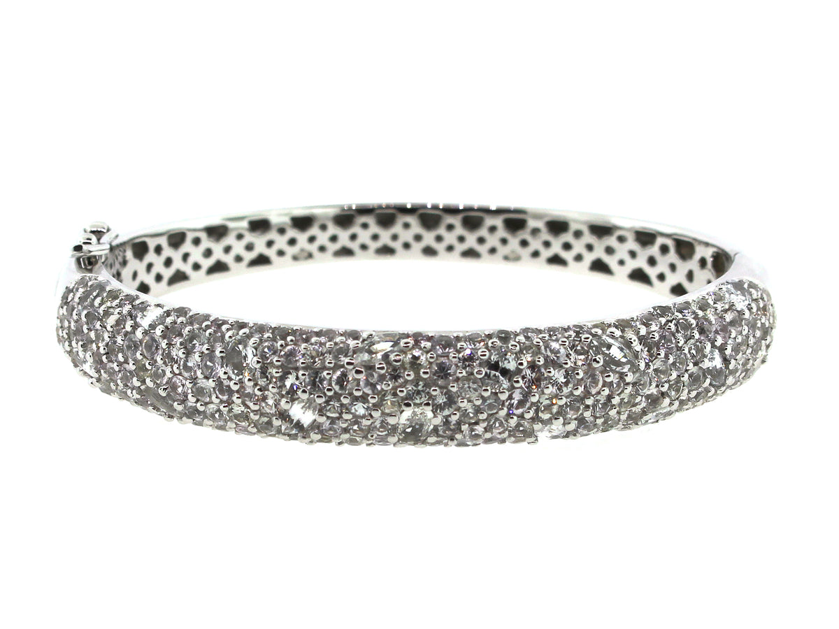 WHITE SAPPHIRE BANGLE, SILVER (H)