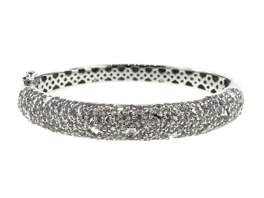 WHITE SAPPHIRE BANGLE, SILVER (H)