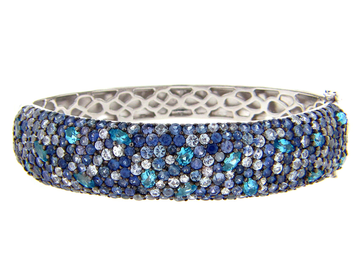 SAPPHIRE/BLUE TOPAZ BANGLE, SILVER (E/R)