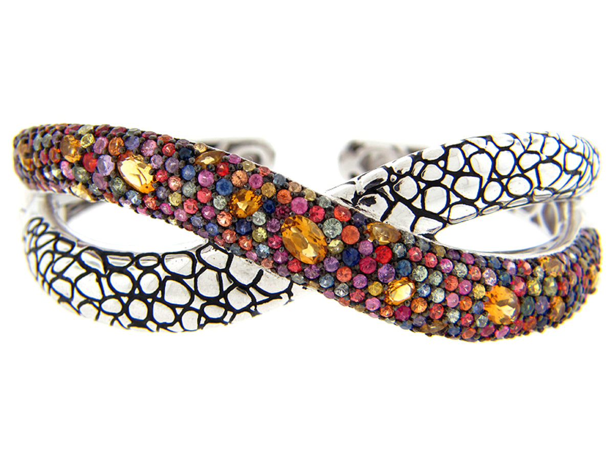 CITRINE/RAINBOW SAPPHIRE BANG, SILVER (E/U)