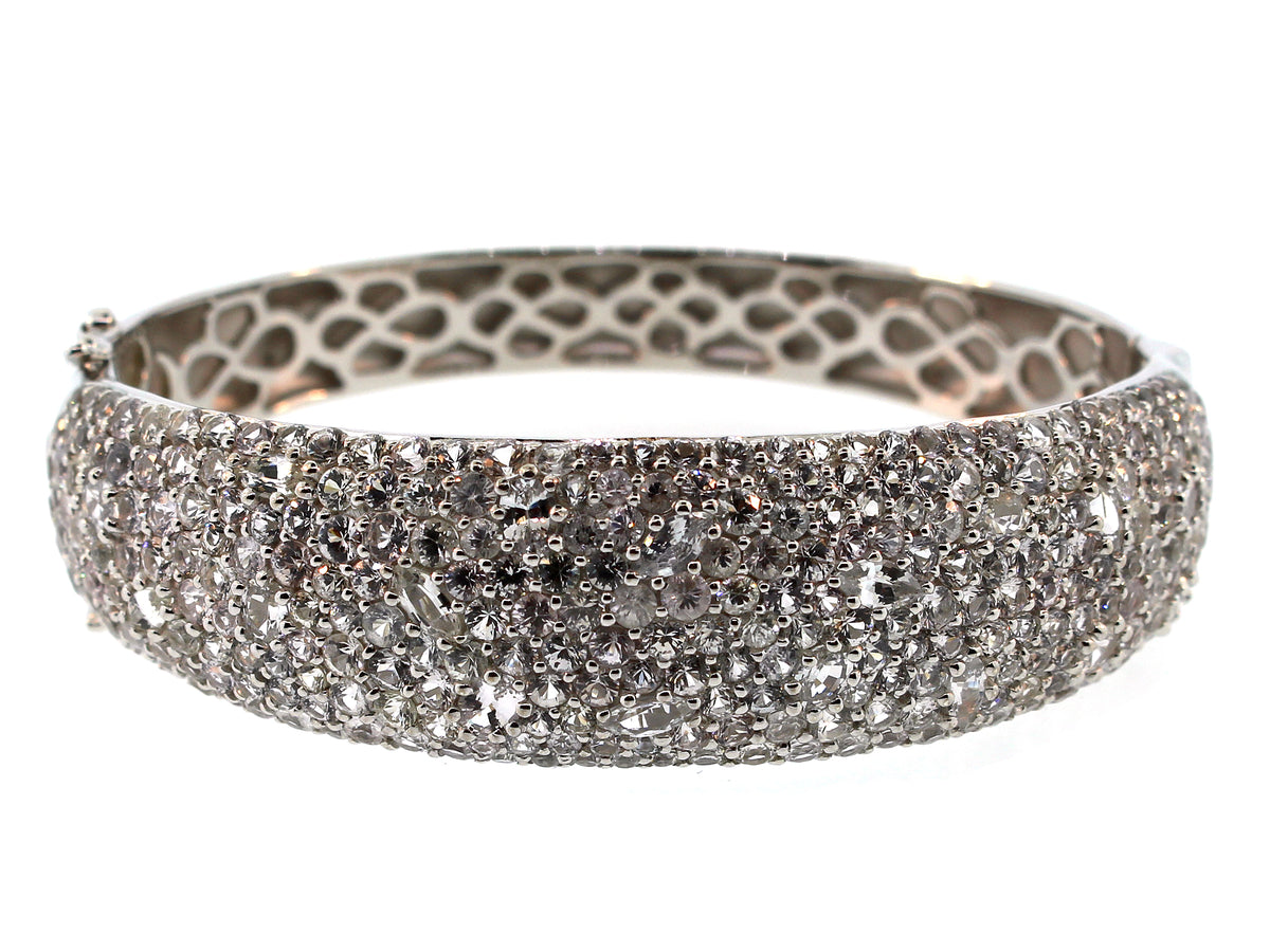 WHITE SAPPHIRE BANGLE, SILVER (H)