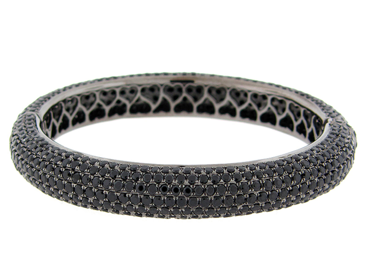 BLACK SPINEL BANGLE, BLACK FINISH, SILVER (N)