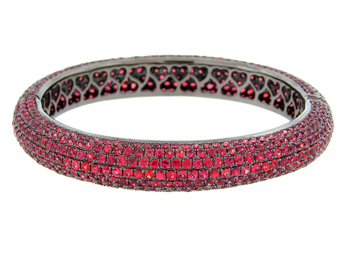 ORANGE SAPPHIRE BANGLE, BLACK FINISH, SILVER (E/U)