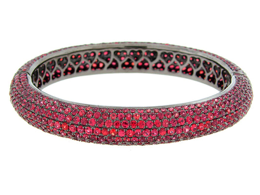 ORANGE SAPPHIRE BANGLE, BLACK FINISH, SILVER (E/U)