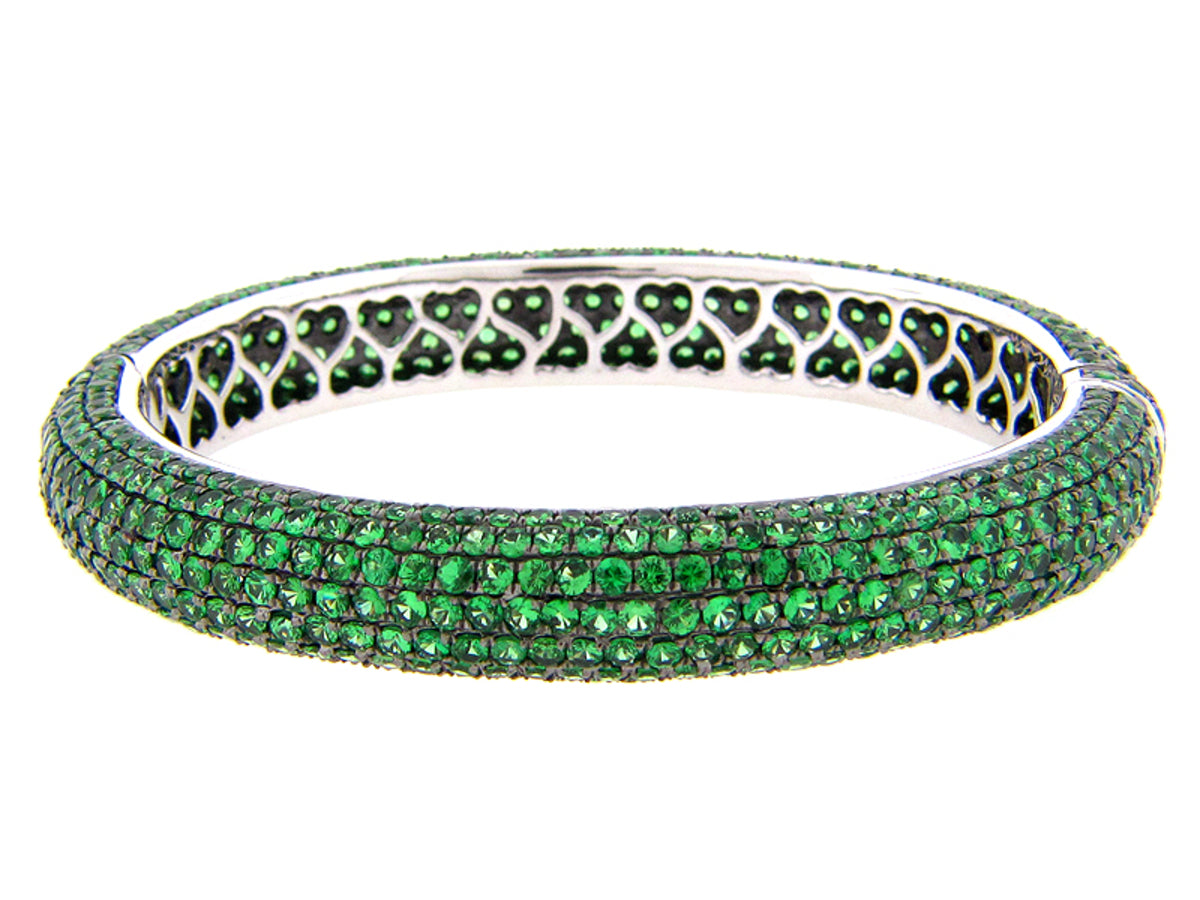 TSAVORITE BANGLE, BLACK FINISH, SILVER (N)