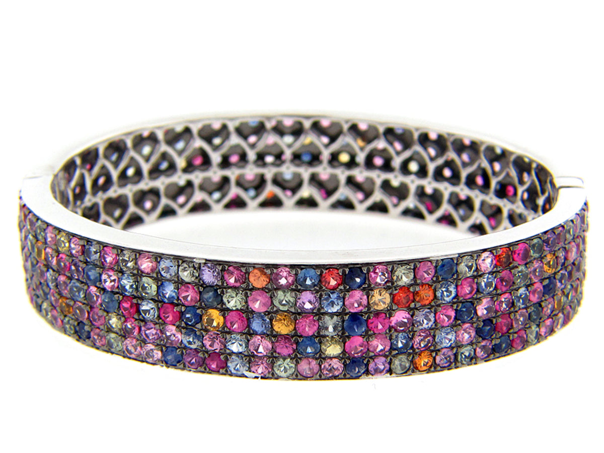 RAINBOW SAPPHIRE BANGLE, SILVER (E/U)