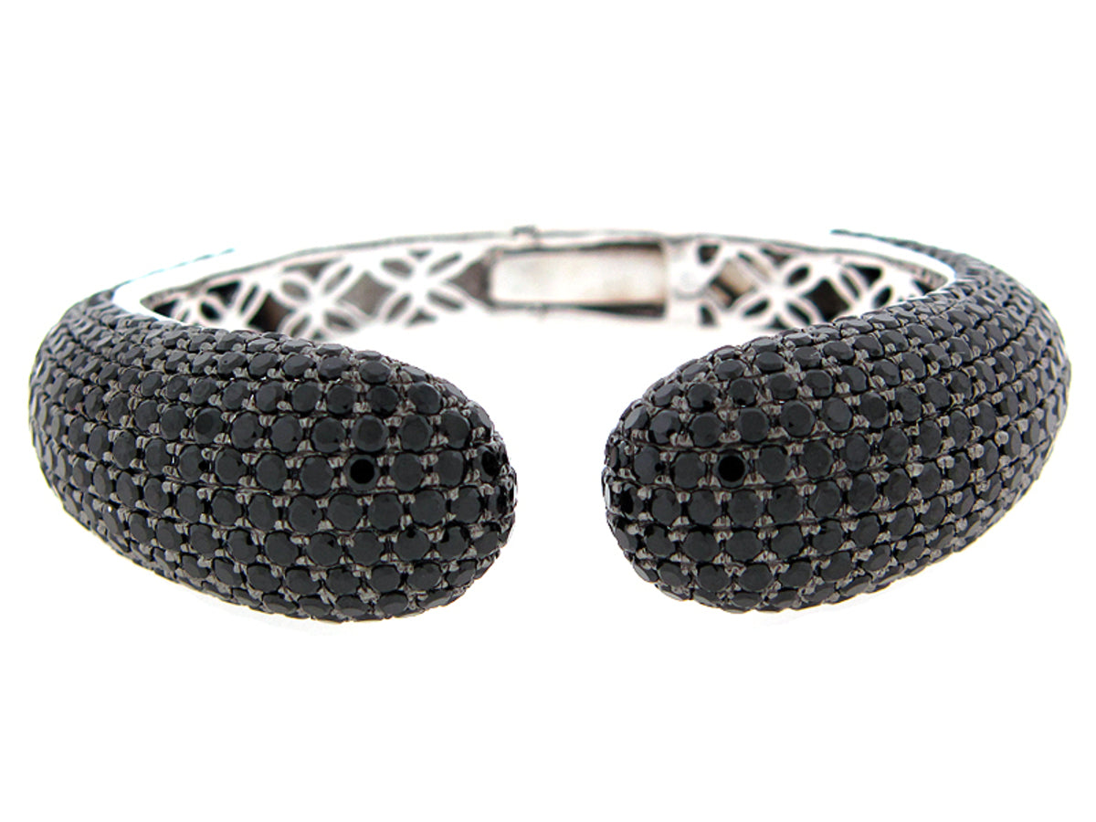 BLACK SPINEL BANGLE, SILVER (N)