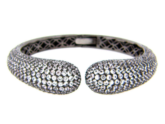 WHITE SAPPHIRE BANGLE, SILVER, BLACK FINISH, (H)