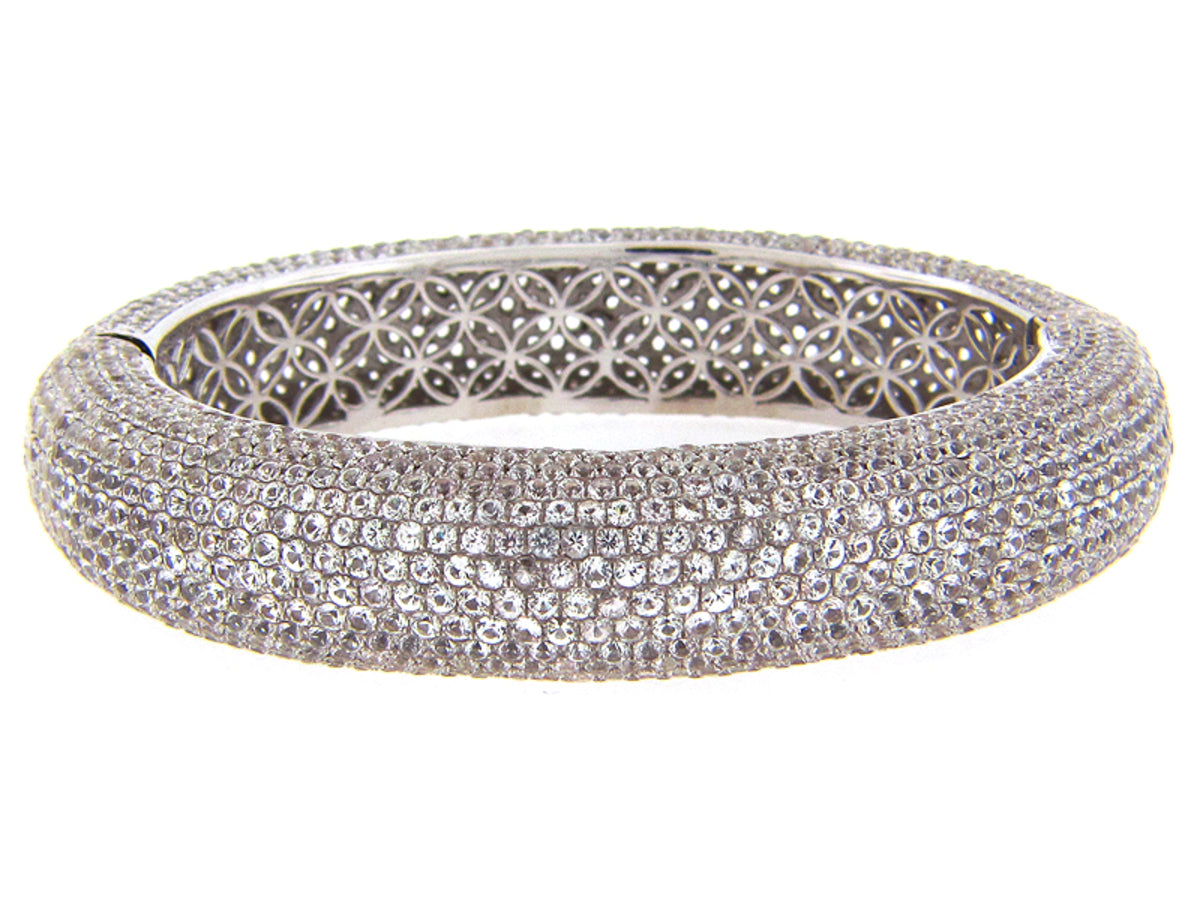 WHITE SAPPHIRE BANGLE, SILVER (H)