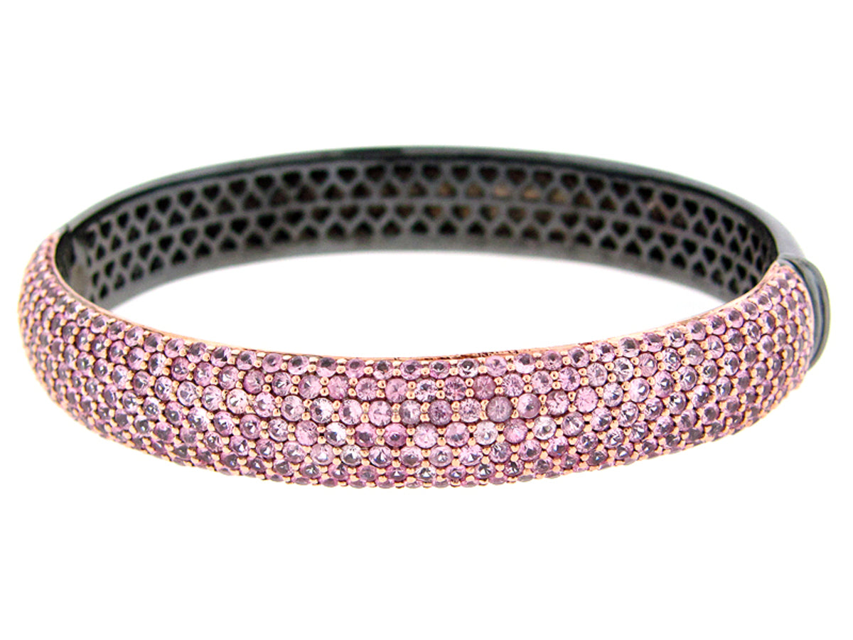 PINK SAPPHIRE BANGLE,BLACK FINISH,  SILVER (H)  , C=8.20