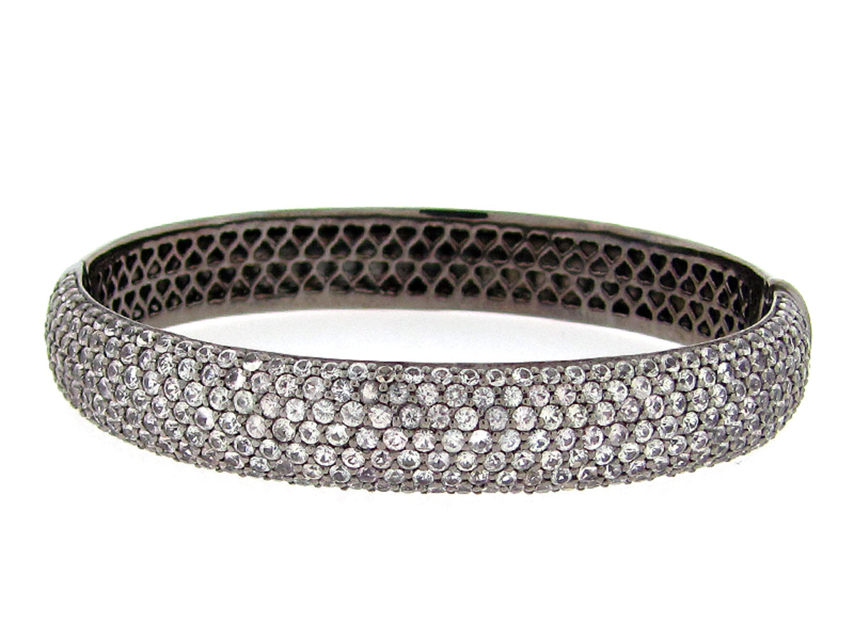 WHITE SAPPHIRE BANGLE, BLACK FINISH