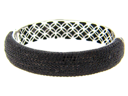 BLACK SPINEL BANGLE, SILVER (N)