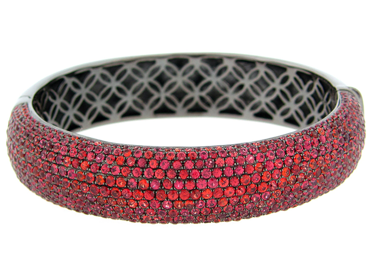 ORANGE SAPPHIRE BANGLE, BLACK FINISH, SILVER (H/U)