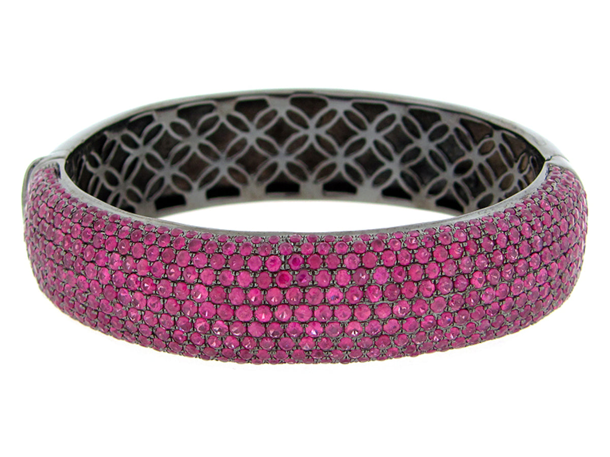 PINK SAPPHIRE BANGLE, BLACK FINISH