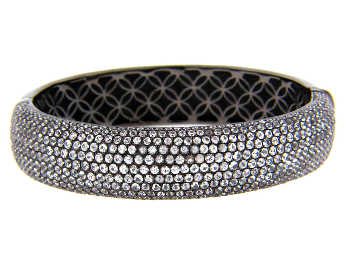 WHITE SAPPHIRE BANGLE, BLACK FINISH, SILVER (H)