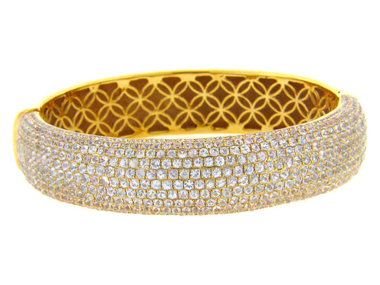 WHITE SAPPHIRE BANGLE, YELLOW FINISH, SILVER (H)