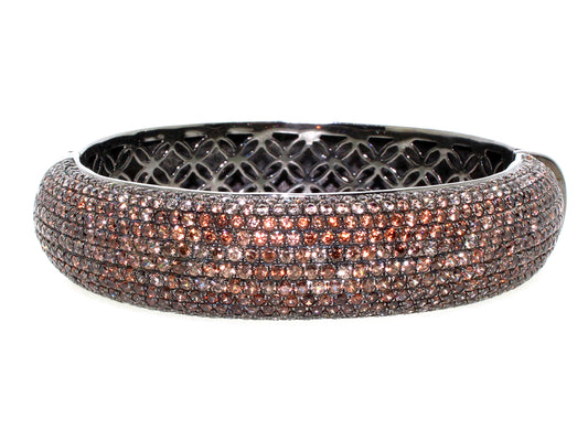 BROWN ZIRCON BANGLE, BLACK FINISH, SILVER (N)