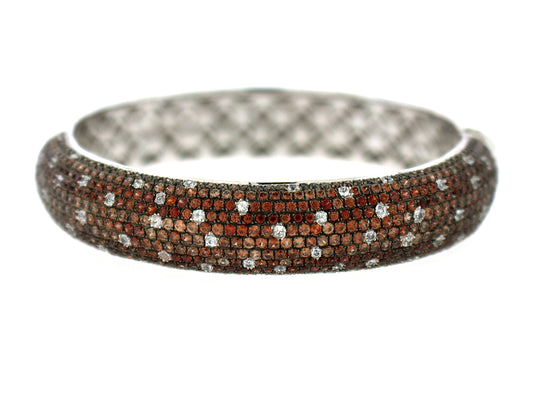 JACINTH & WHITE SAPPHIRE BANGLE, SILVER (H)
