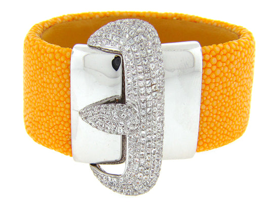 WHITE SAPPHIRE ORANGE STINGRAY BANGLE