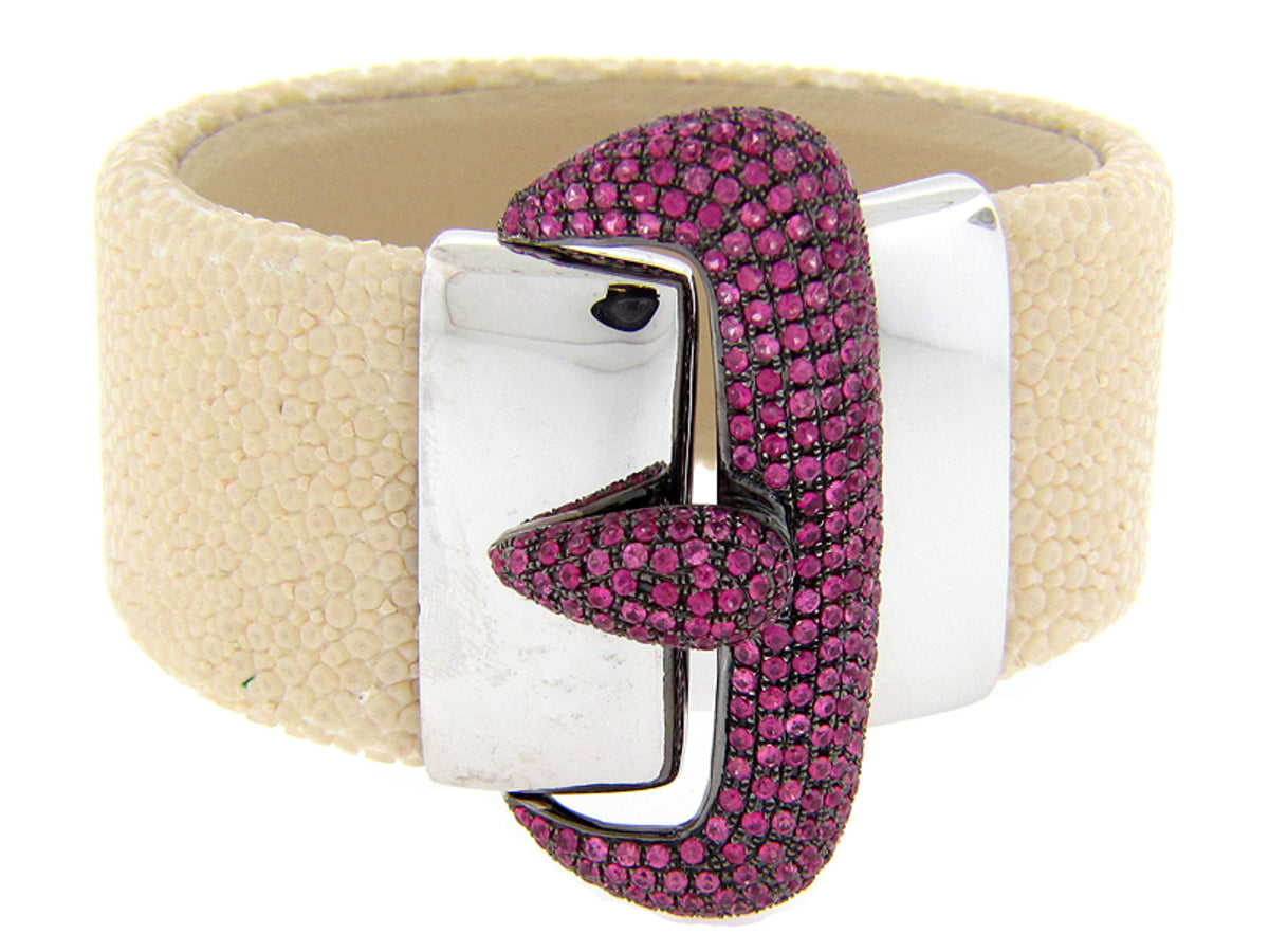 PINK SAPPHIRE WHITE STINGRAY BANGLE