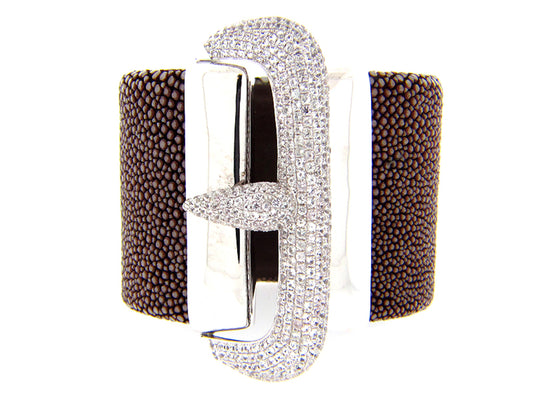 WHITE SAPPHIRE BROWN STINGRAY BANGLE