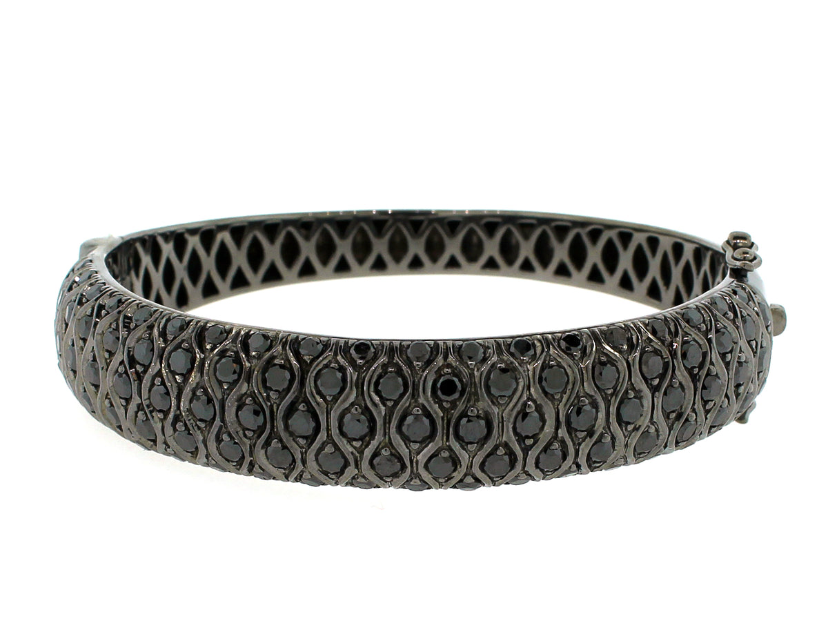 BLACK DIAMOND BANGLE, BLACK FINISH, SILVER (R)