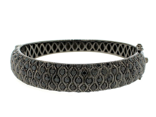 BLACK DIAMOND BANGLE, BLACK FINISH, SILVER (R)