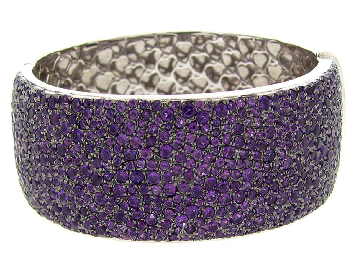 AMETHYST BANGLE, BLACK FINISH, SILVER (H)