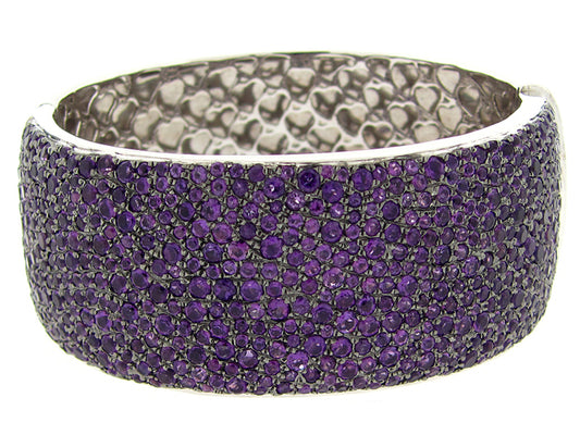 AMETHYST BANGLE, BLACK FINISH, SILVER (H)