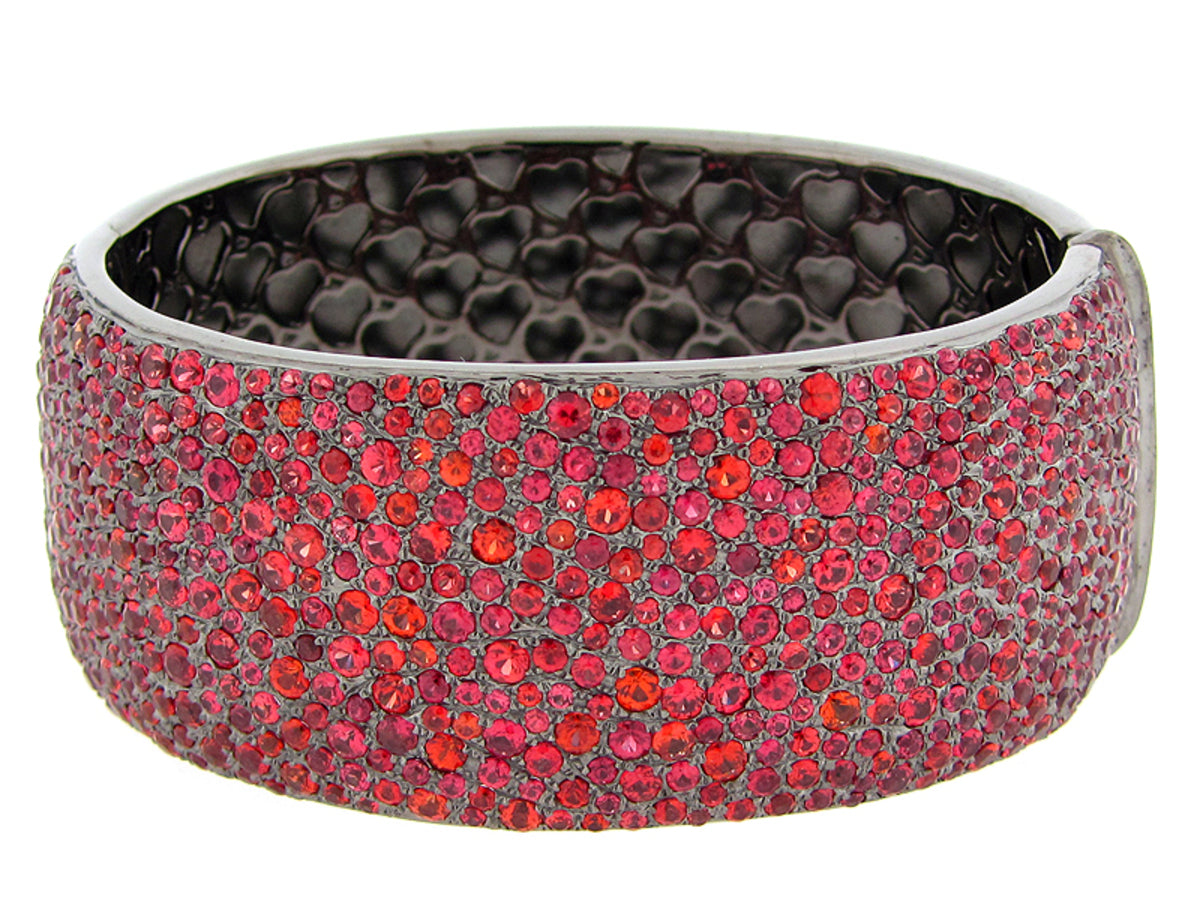ORANGE SAPPHIRE BANGLE, BLACK FINISH, SILVER (H/U)