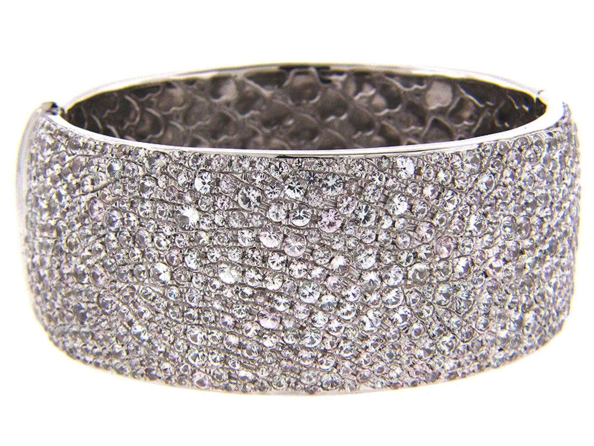 WHITE SAPPHIRE BANGLE, SILVER (E)