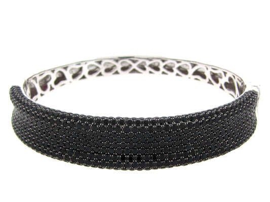 BLACK SPINEL BANGLE, SILVER (N)