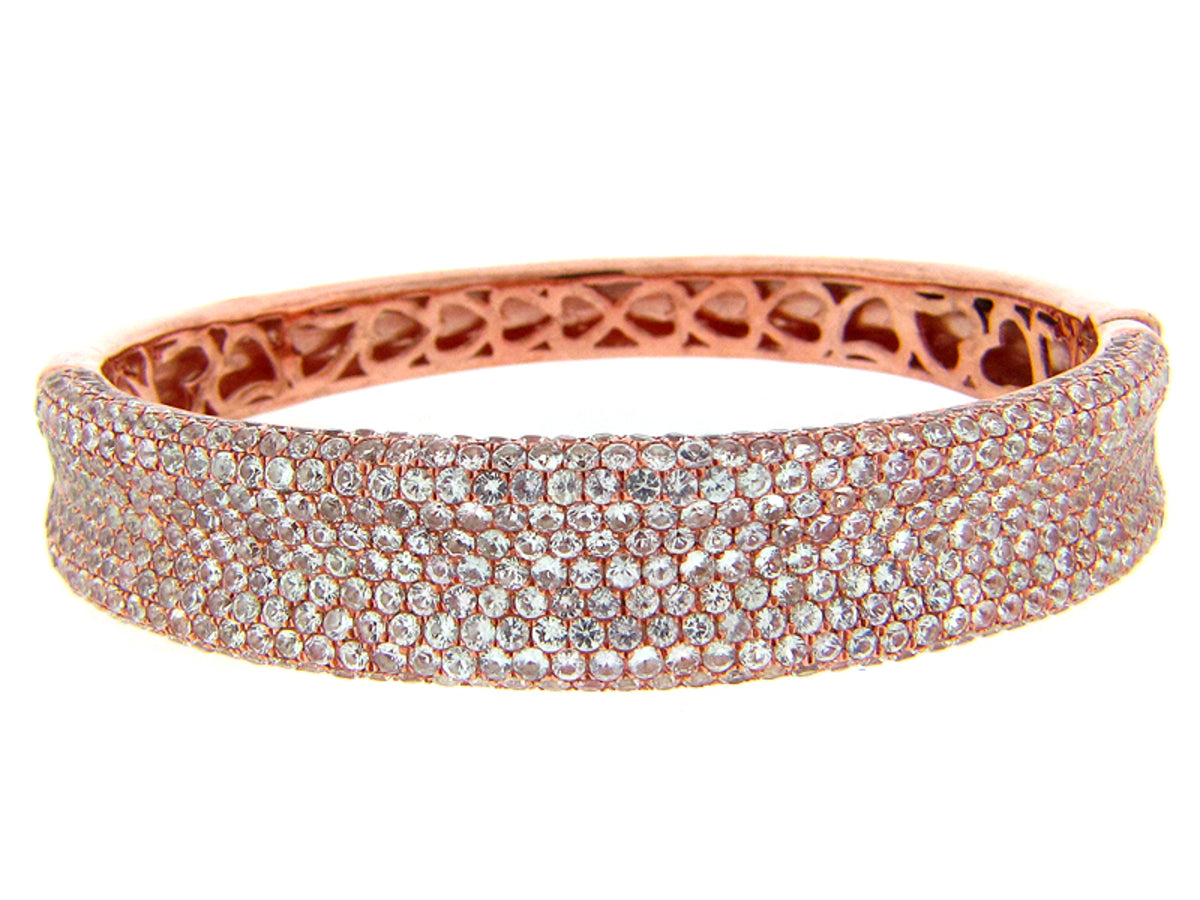WHITE SAPPHIRE BANGLE, ROSE FINISH, SILVER (E)