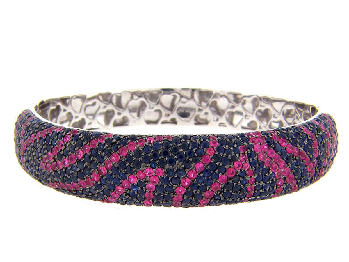 PINK & BLUE SAPPHIRE BANGLE, SILVER (E)