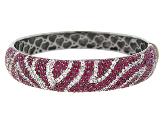 RUBY & WHITE SAPPHIRE BANGLE, BLACK FINISH