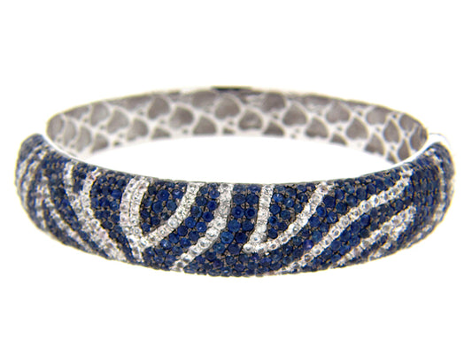 BLUE & WHITE SAPPHIRE BANGLE, SILVER (H)