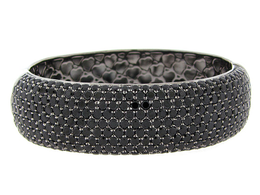 BLACK SPINEL BANGLE, BLACK FINISH, SILVER (N)