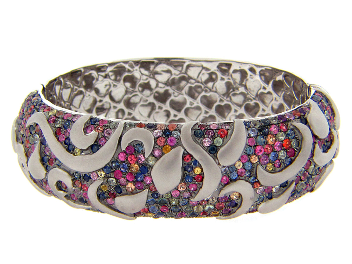 RAINBOE SAPPHIRE BANGLE, SILVER (E/U)