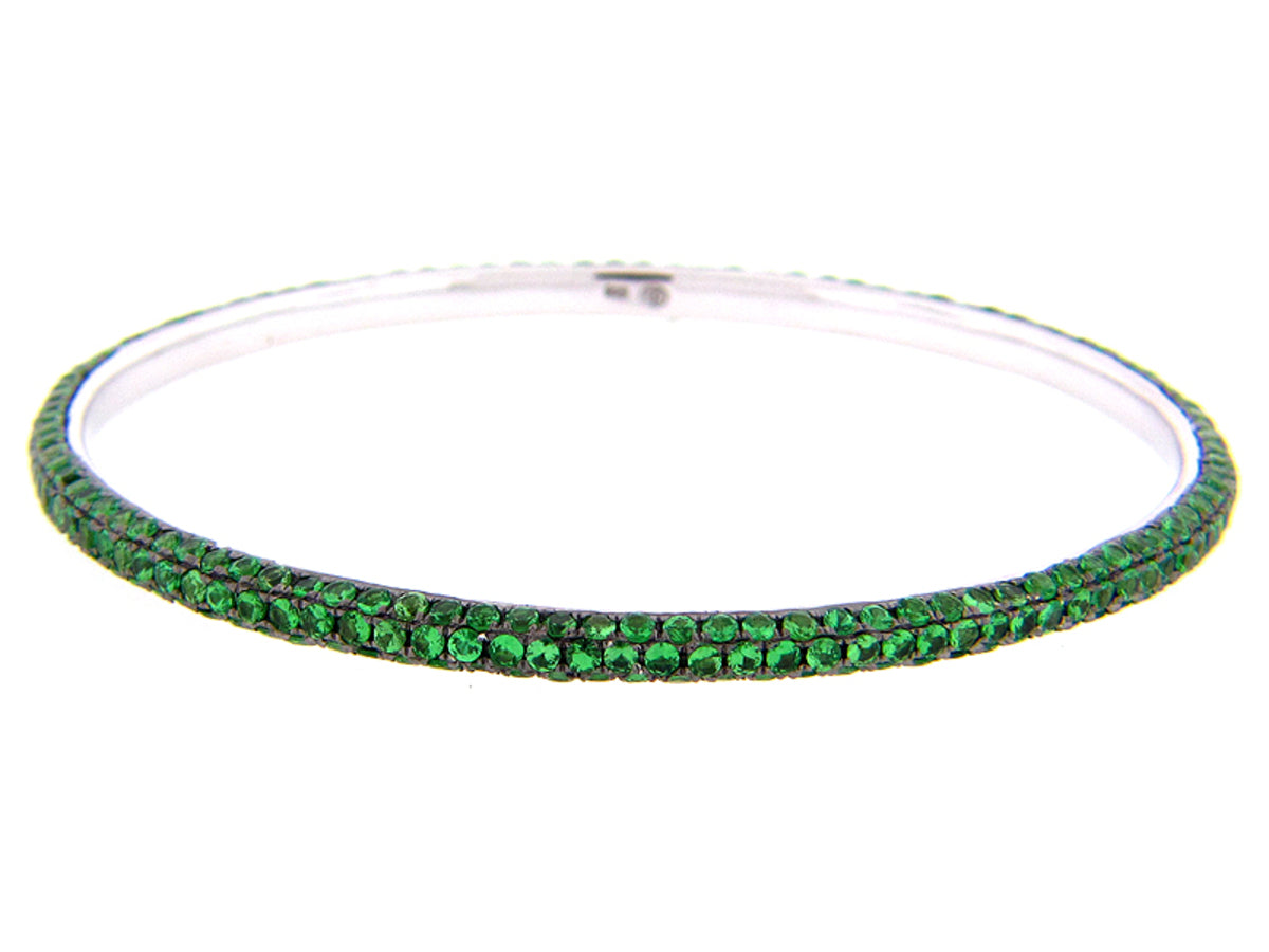 TSAVORITE BANGLE, SILVER (N)