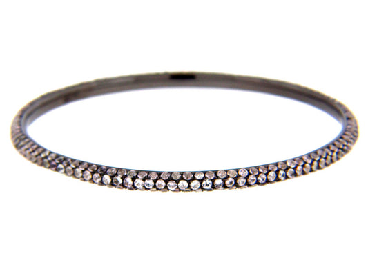 WHITE SAPPHIRE BANGLE, SILVER, BLACK FINISH, (E)