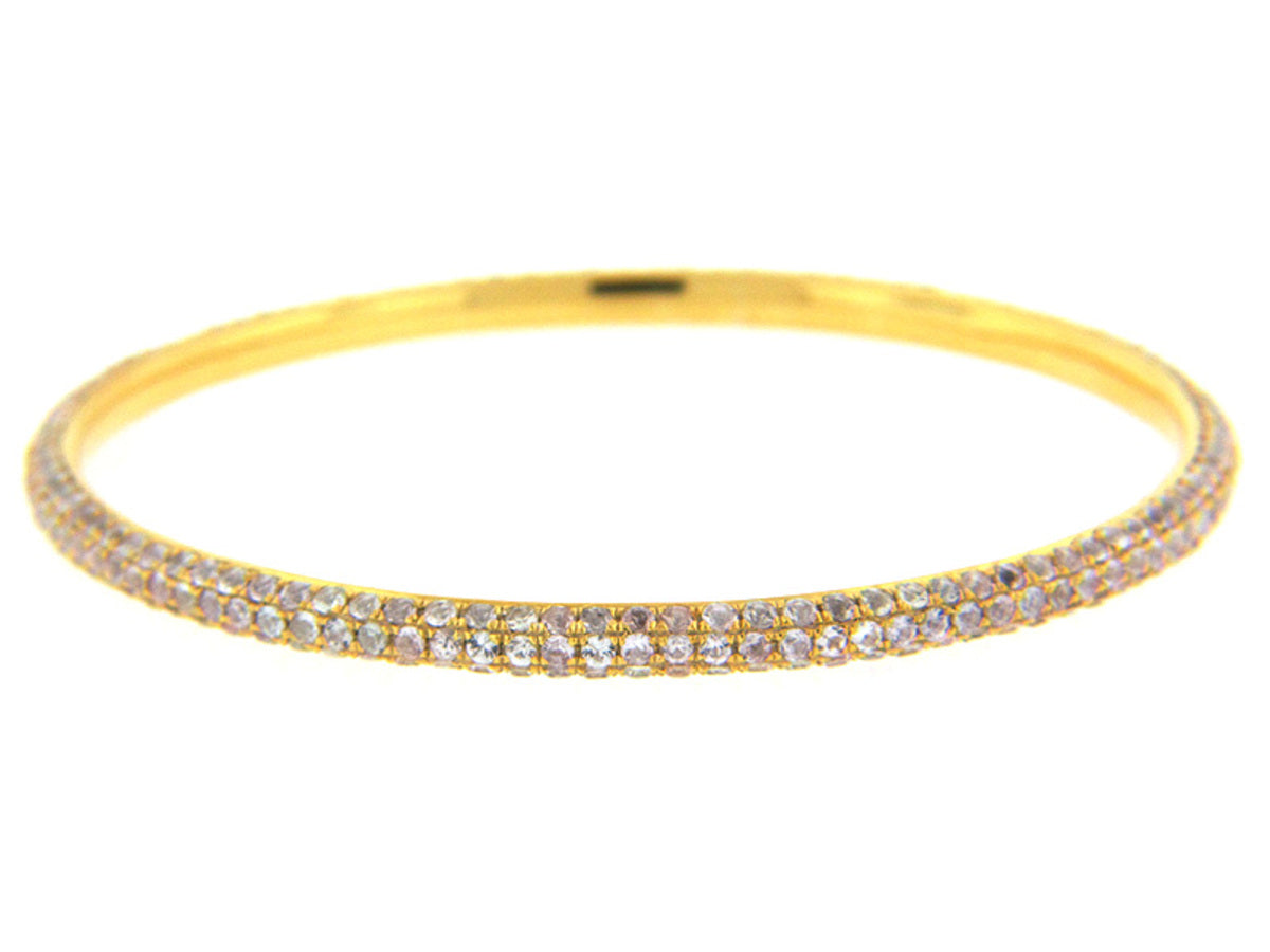 WHITE SAPPHIRE BANGLE, SILVER, YELLOW FINISH, (E)