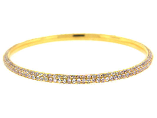 WHITE SAPPHIRE BANGLE, SILVER, YELLOW FINISH, (E)