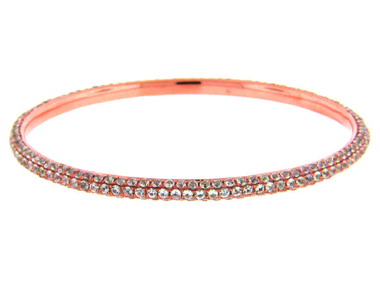 WHITE SAPPHIRE BANGLE, SILVER, ROSE FINISH, (E)
