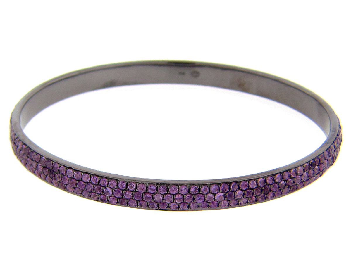 AMETHYST BANGLE, BLACK FINISH, SILVER (H)
