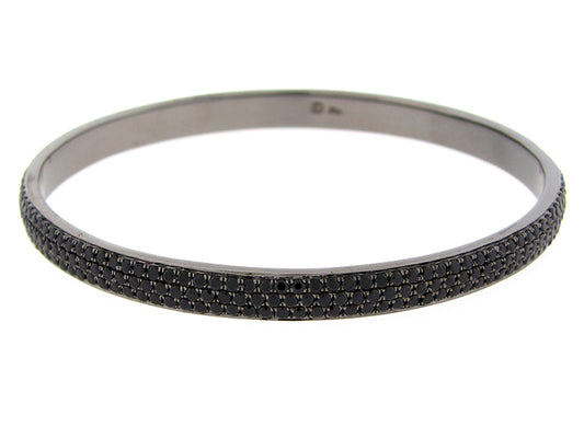 BLACK SPINEL BANGLE, BLACK FINISH, SILVER (N)