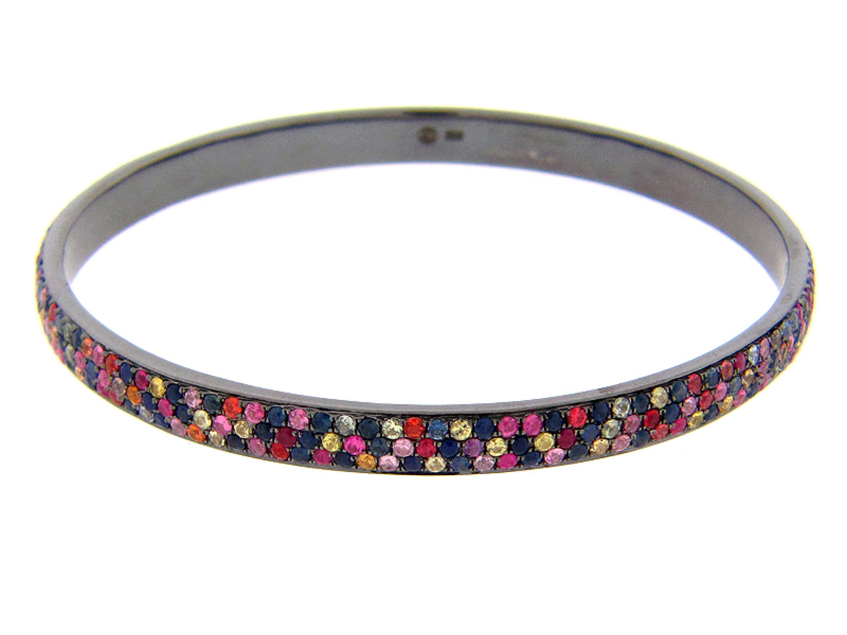 RAINBOW SAPPHIRE BANGLE, BLACK FINISH, SILVER (H/U)