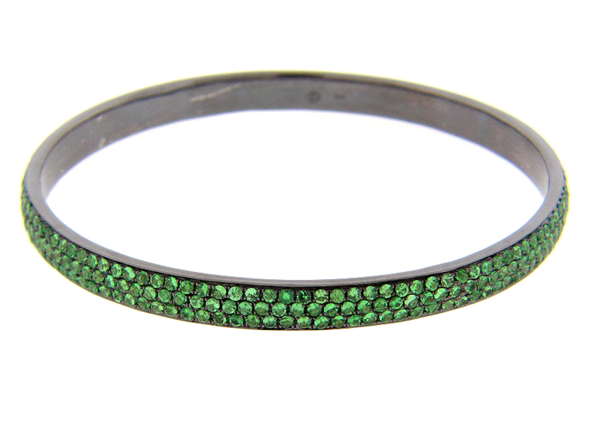 TSAVORITE BANGLE, BLACK FINISH, SILVER (N)
