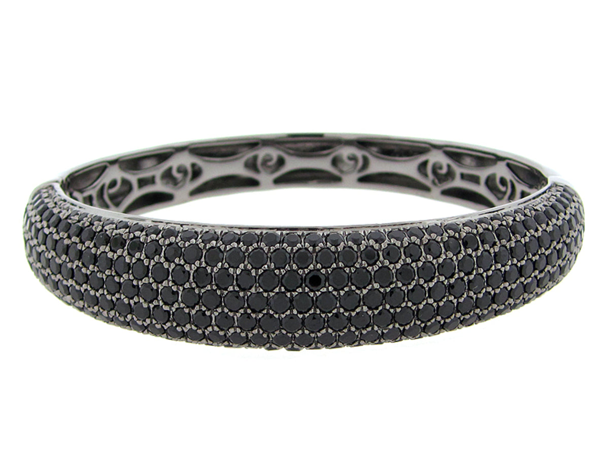 BLACK SPINEL BANGLE, BLACK FINISH, SILVER (N)