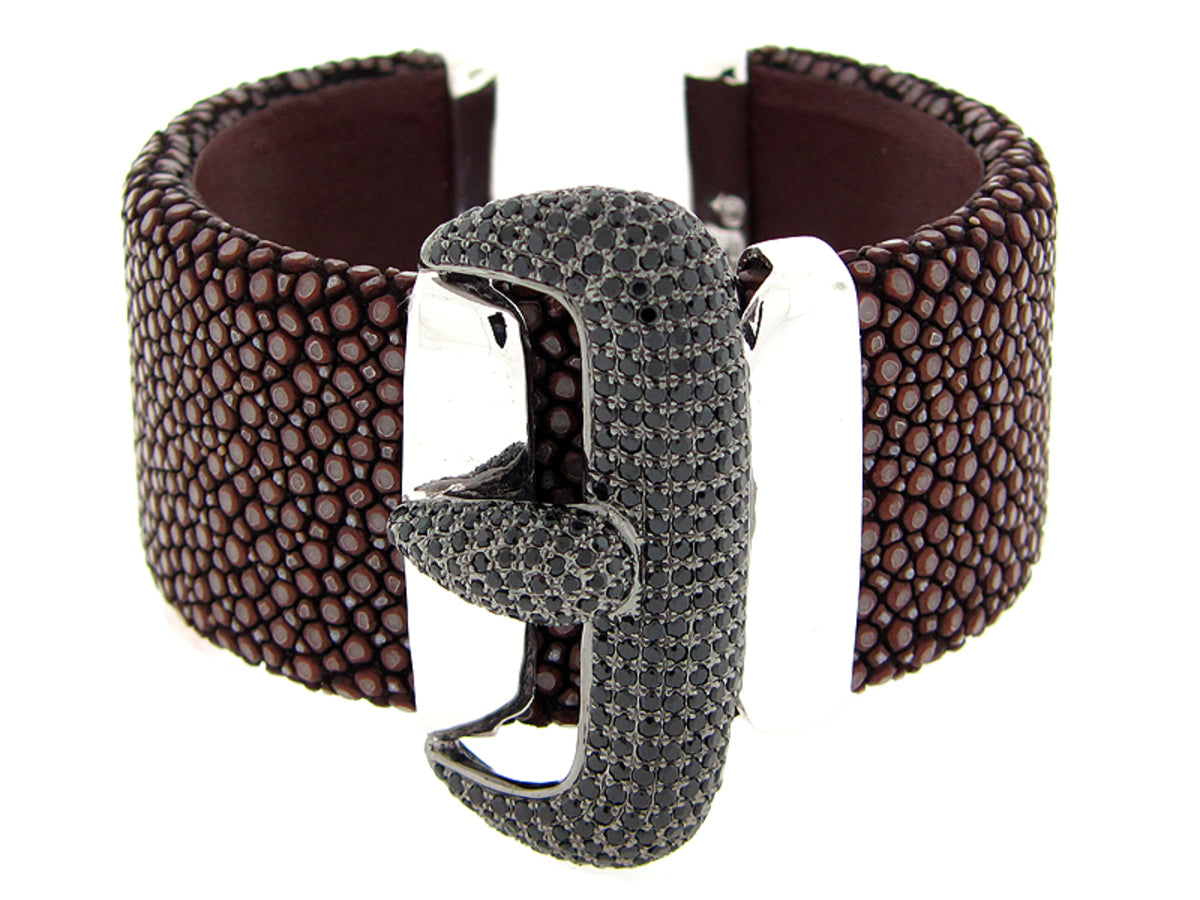 BLACK SPINEL BANGLE, SILVER (N)