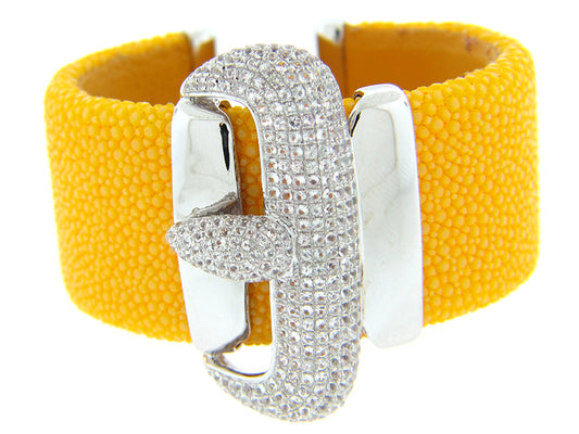 WHITE SAPPHIRE YELLOW STINGRAY BANGLE, SILVER (H)